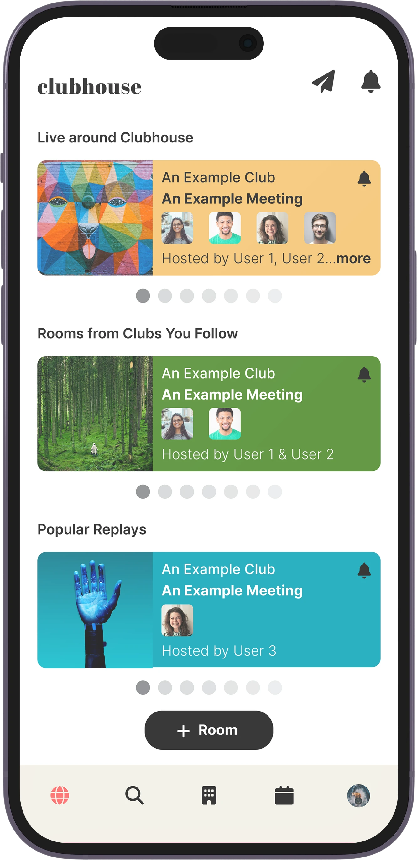 Clubhouse Home Screen